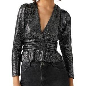 Mae Sequined Peplum Top